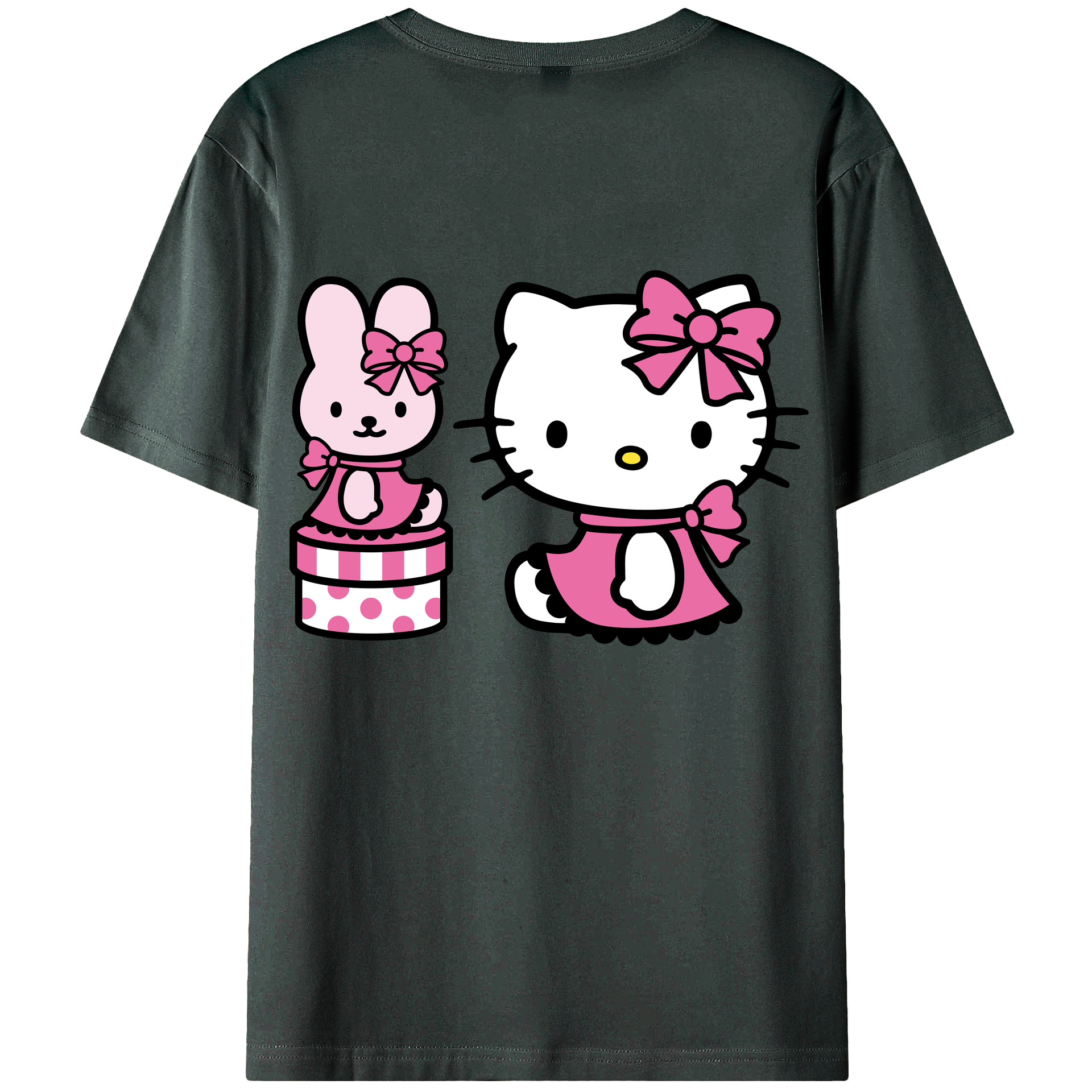 （画像用） Hello Kitty ハローキティ 綿100％ メンズ半袖Tシャツ（バックプリント） 通気性